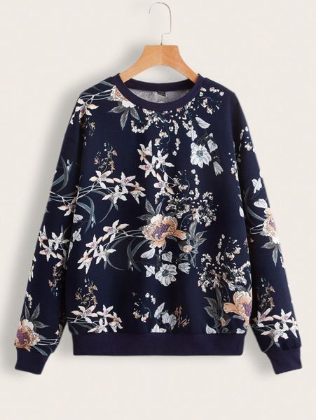 emery rose floral print drop shoulder sweatshirt a2ir#, White;black
