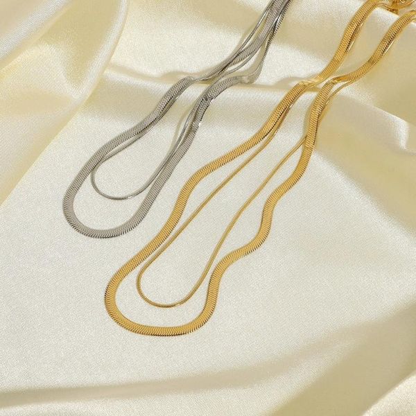 chains women snake chain choker necklace stainless steel gold silve color flat herringbone chokers link for girls double necklaces, Silver
chains women snake chain choker necklace stainless steel gold silve color flat herringbone chokers link for girls double necklaces, Silver