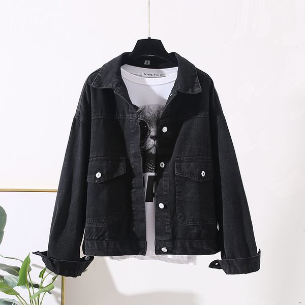 harajuku letter embroidery denim basic korean large size loose female black blue jeans jacket women outerwear streetwear 1bj5, Black;brown
harajuku letter embroidery denim basic korean large size loose female black blue jeans jacket women outerwear streetwear 1bj5, Black;brown