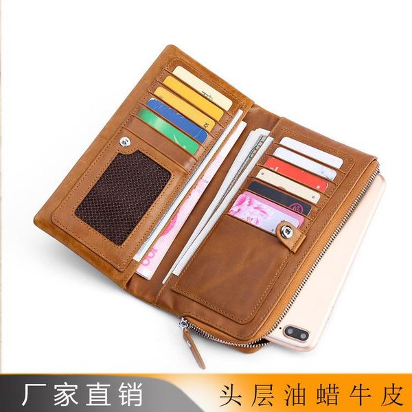 card holders wallet men long leather handbag style soft clutch bag cowhide zipper, Brown;gray
card holders wallet men long leather handbag style soft clutch bag cowhide zipper, Brown;gray