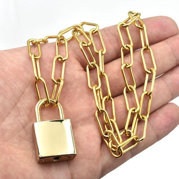pendant necklaces 2021 stainless steel gold lock necklace 7mm long chain neck ring hip hop rock padlock eternal love couple gift, Silver 
pendant necklaces 2021 stainless steel gold lock necklace 7mm long chain neck ring hip hop rock padlock eternal love couple gift, Silver