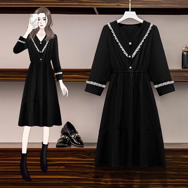 casual dresses black v-neck midi plus large size oversize korean fashion kawaii women's elegant autumn for women 2021 female, Black;gray
casual dresses black v-neck midi plus large size oversize korean fashion kawaii women's elegant autumn for women 2021 female, Black;gray