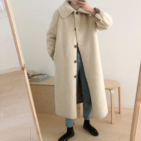 women's fur & faux lmq long female winter warm single rolled lamb wool cardigan coat fur from fake outerwear clothes wisy, Black
women's fur & faux lmq long female winter warm single rolled lamb wool cardigan coat fur from fake outerwear clothes wisy, Black