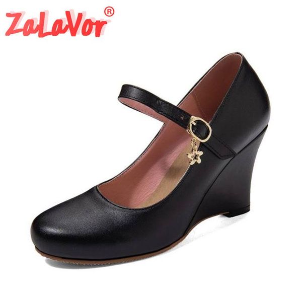 dress shoes zalavor women pumps round toe buckle wedge heel metal decoration solid color pu leather female footwear plus size 34-45, Black
dress shoes zalavor women pumps round toe buckle wedge heel metal decoration solid color pu leather female footwear plus size 34-45, Black