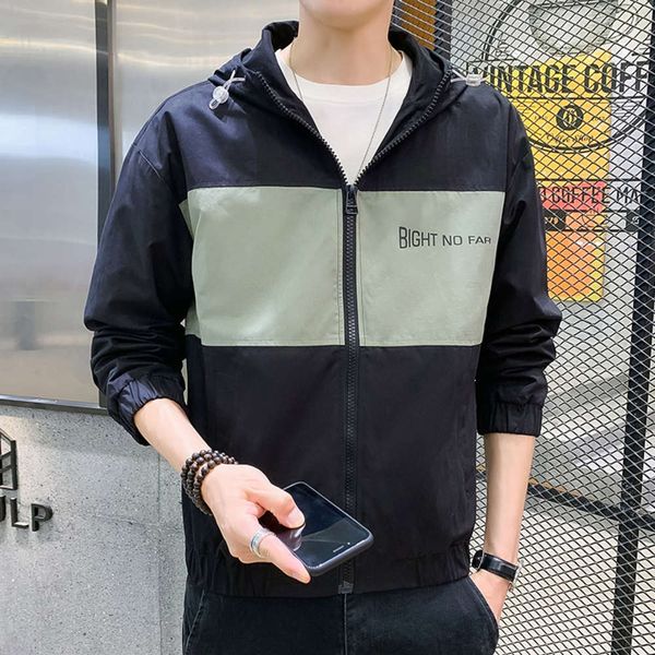 jacket stitched hooded windbreaker 2021 spring men's wear, Black;brown
jacket stitched hooded windbreaker 2021 spring men's wear, Black;brown