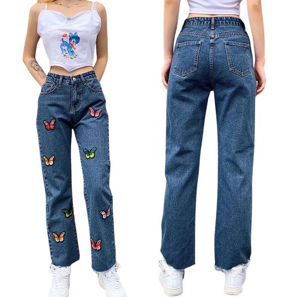 women's jeans imcute butterfly embroidered women's high waist button slim straight denim pants street casual dark blue trousers
women's jeans imcute butterfly embroidered women's high waist button slim straight denim pants street casual dark blue trousers