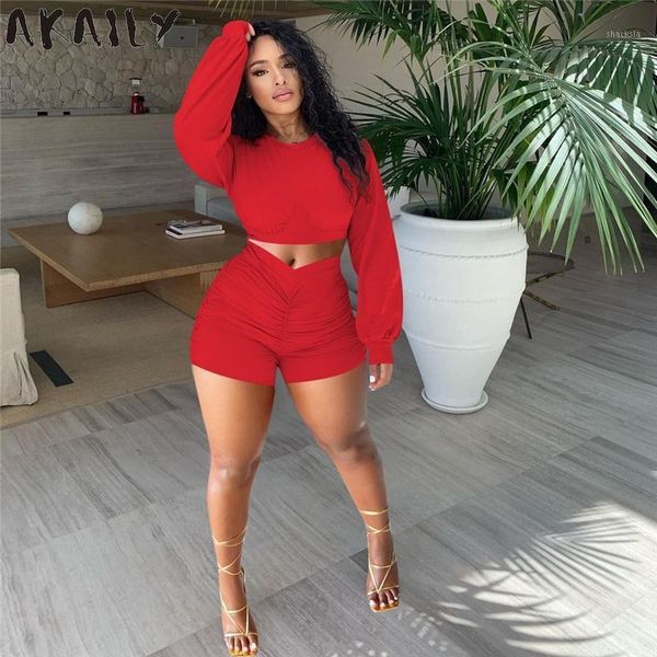 women's tracksuits akaily summer solid ruched 2 two piece sets women tracksuit matching female o neck long sleeve crop bike shorts, Gray
women's tracksuits akaily summer solid ruched 2 two piece sets women tracksuit matching female o neck long sleeve crop bike shorts, Gray