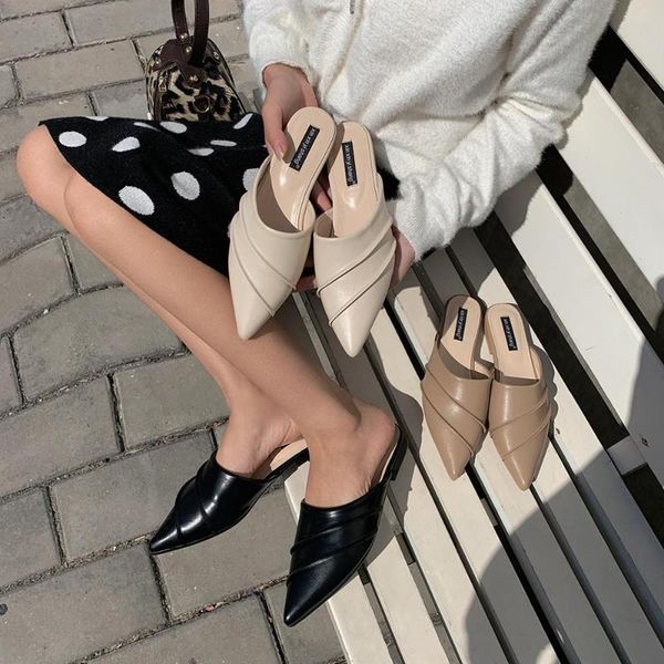 slippers leisure pleated pointed toe low heels solid casual brief comfy women shoes soft bottom outwear slides mules flip flops, Black
slippers leisure pleated pointed toe low heels solid casual brief comfy women shoes soft bottom outwear slides mules flip flops, Black