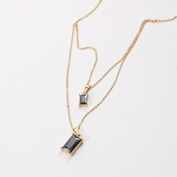 pendant necklaces stainless steel black rhinestone necklace for women double chain clavicle gold color mirror polished, Silver
pendant necklaces stainless steel black rhinestone necklace for women double chain clavicle gold color mirror polished, Silver