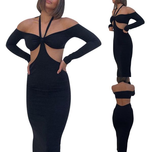 casual dresses women close-fitting dress black solid color long sleeve halter neck s/ / l, Black;gray
casual dresses women close-fitting dress black solid color long sleeve halter neck s/ / l, Black;gray