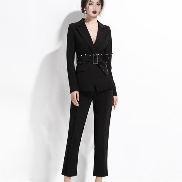 2021 new women suits for ol ladies office work blazer jacket with belt pencil pants trousers black elegant 2 piece set zk3o, Blue
2021 new women suits for ol ladies office work blazer jacket with belt pencil pants trousers black elegant 2 piece set zk3o, Blue
