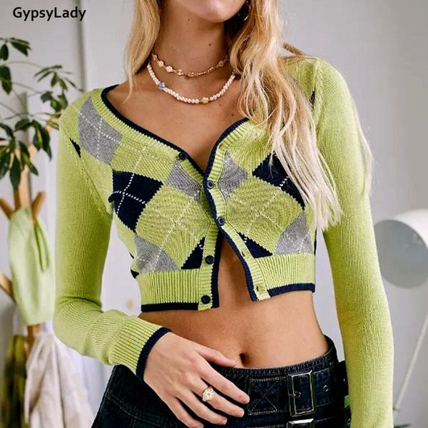 women's knits & tees gypsylady argyle kintted cropped sweater cardigan long sleeve autumn y2k women outwear ladies female knitwear, White
women's knits & tees gypsylady argyle kintted cropped sweater cardigan long sleeve autumn y2k women outwear ladies female knitwear, White