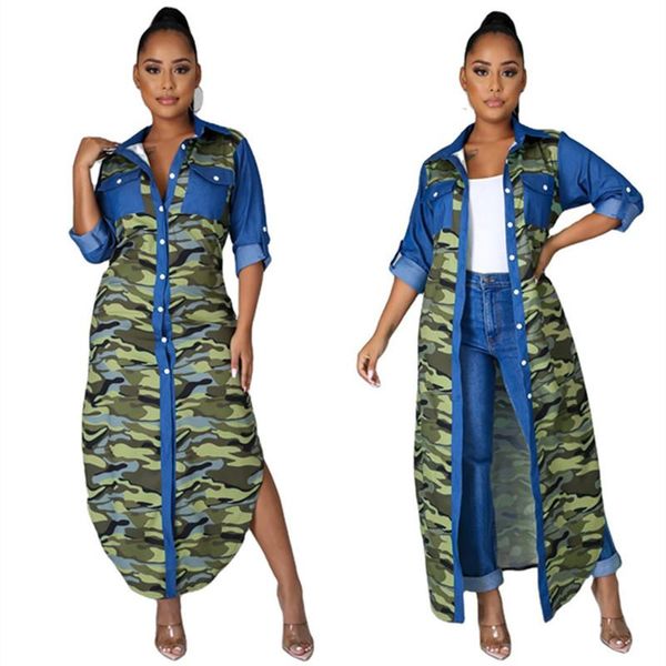 casual dresses camouflage patchwork dress women button denim long sleeve spring maxi elegant outfits wholesale drop, Black;gray
casual dresses camouflage patchwork dress women button denim long sleeve spring maxi elegant outfits wholesale drop, Black;gray