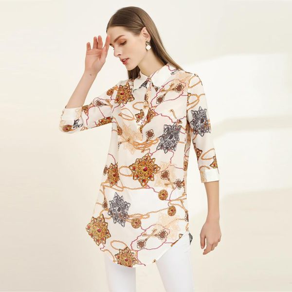 women's blouses & shirts xiaomoli silk printed shirt with seven sleeve retro pattern simple and elegant, temperament 2021 fashion, White
women's blouses & shirts xiaomoli silk printed shirt with seven sleeve retro pattern simple and elegant, temperament 2021 fashion, White