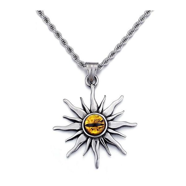 pendant necklaces hemiston sun devil's eye pattern retro fashion titanium steel men necklace punk jewelry, Silver
pendant necklaces hemiston sun devil's eye pattern retro fashion titanium steel men necklace punk jewelry, Silver