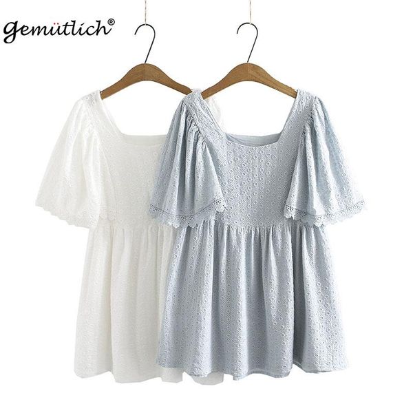 women's blouses & shirts gemutlich women hollow out blouse loose square collar short sleeved lace casual sweet shirt dress big size l-4, White
women's blouses & shirts gemutlich women hollow out blouse loose square collar short sleeved lace casual sweet shirt dress big size l-4, White