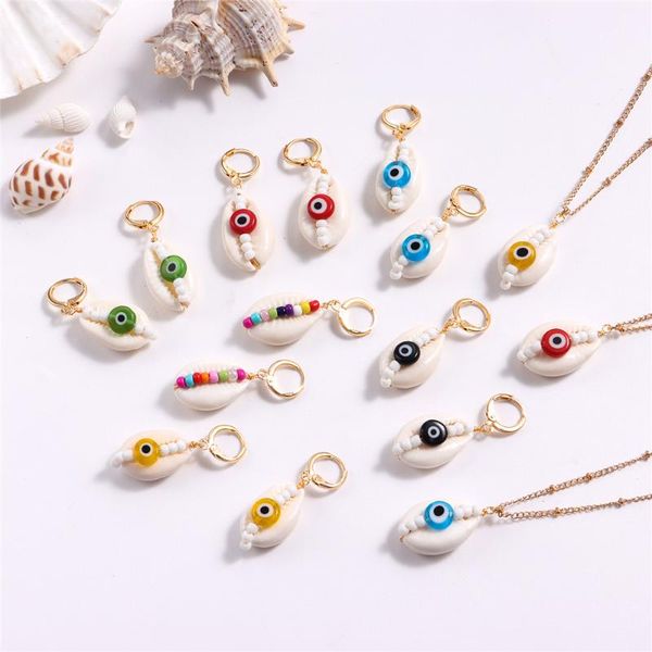 earrings & necklace boho style shell colored beads dangle women jewelry sets glass evil eye conch handmade pendants, Silver
earrings & necklace boho style shell colored beads dangle women jewelry sets glass evil eye conch handmade pendants, Silver