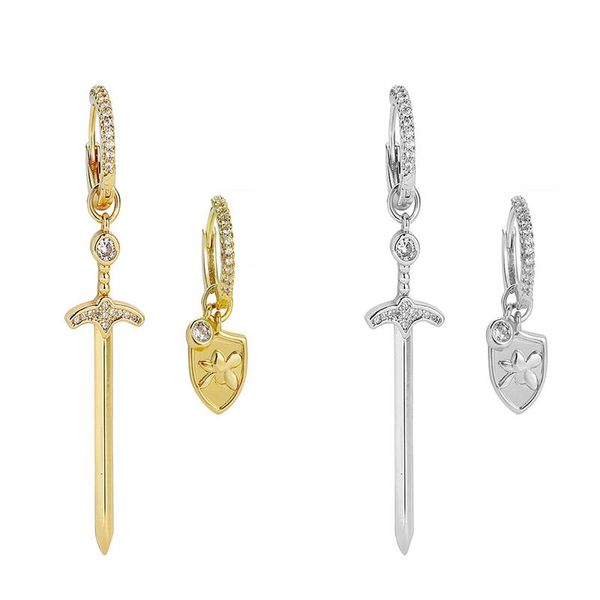 dangle & chandelier arrivals gold sword shield pendent earrings for women asymmetric micro pave zircon earring fashion femme jewelry gift, Silver
dangle & chandelier arrivals gold sword shield pendent earrings for women asymmetric micro pave zircon earring fashion femme jewelry gift, Silver