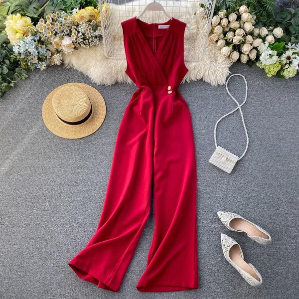 women's jumpsuits & rompers v-neck pleated slim high waisted wide leg korean simple solid color one-piece overalls k876, Black;white
women's jumpsuits & rompers v-neck pleated slim high waisted wide leg korean simple solid color one-piece overalls k876, Black;white