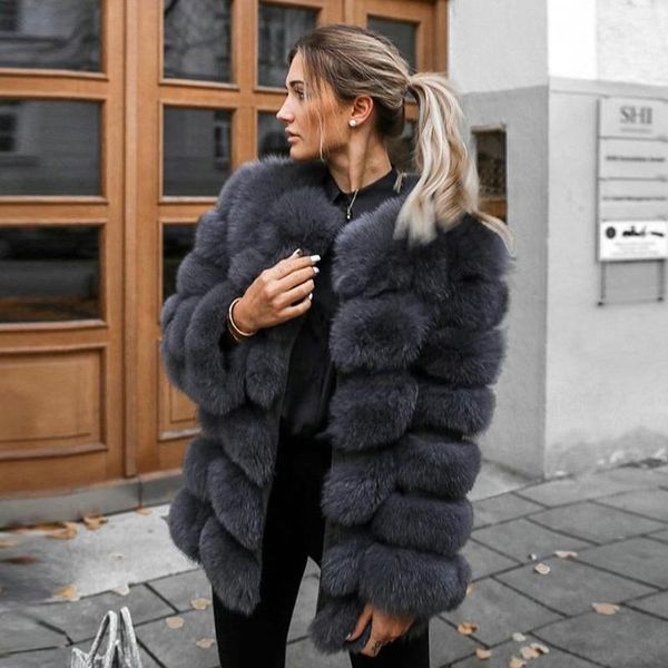 women's fur & faux dark grey real coats for women winter fashion genuine full pelt jacket round collar mid-length overcoats, Black
women's fur & faux dark grey real coats for women winter fashion genuine full pelt jacket round collar mid-length overcoats, Black