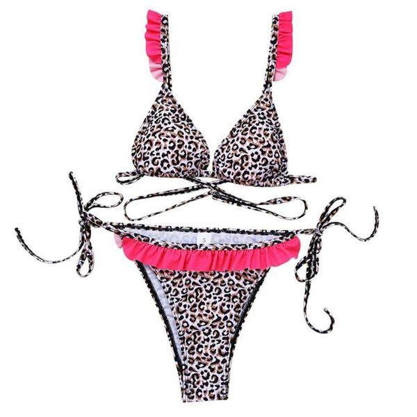 leopard print sub-system with ladies ruffled bikini underwear beach swimming vacation l8p4 
leopard print sub-system with ladies ruffled bikini underwear beach swimming vacation l8p4