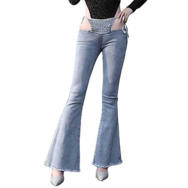 women's jeans ultra low waist bikini wide leg flare for women bandage gray rivet pants #30, Blue
women's jeans ultra low waist bikini wide leg flare for women bandage gray rivet pants #30, Blue