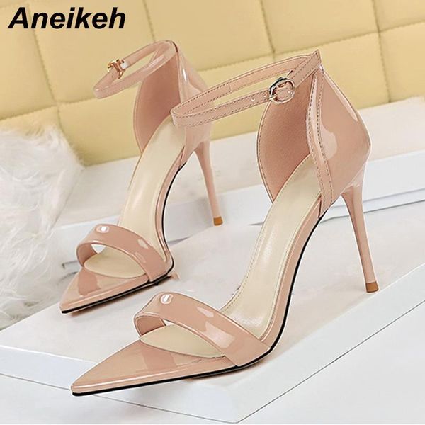 dress shoes aneikeh 2021 sandals women's summer pu 9.5cm thin heels fashion party head peep toe buckle ankle strap ladies, Black
dress shoes aneikeh 2021 sandals women's summer pu 9.5cm thin heels fashion party head peep toe buckle ankle strap ladies, Black