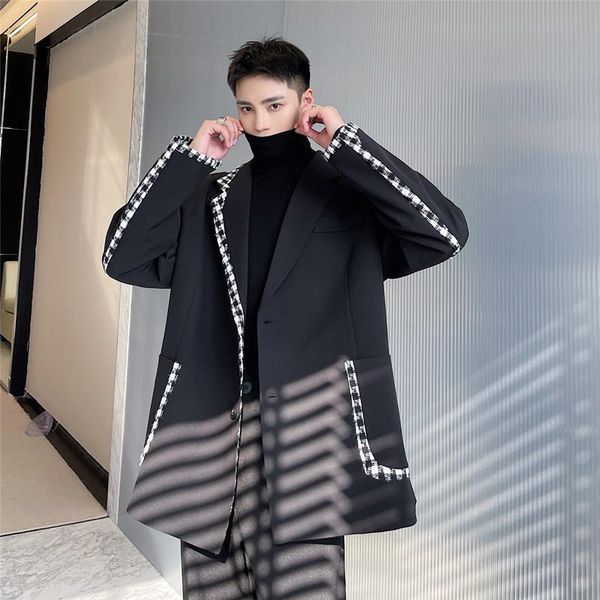 men's suits & blazers clothing tide plaid patchwork casual suit coat for male 2021 autumn fashion loose simple long sleeve, White;black
men's suits & blazers clothing tide plaid patchwork casual suit coat for male 2021 autumn fashion loose simple long sleeve, White;black