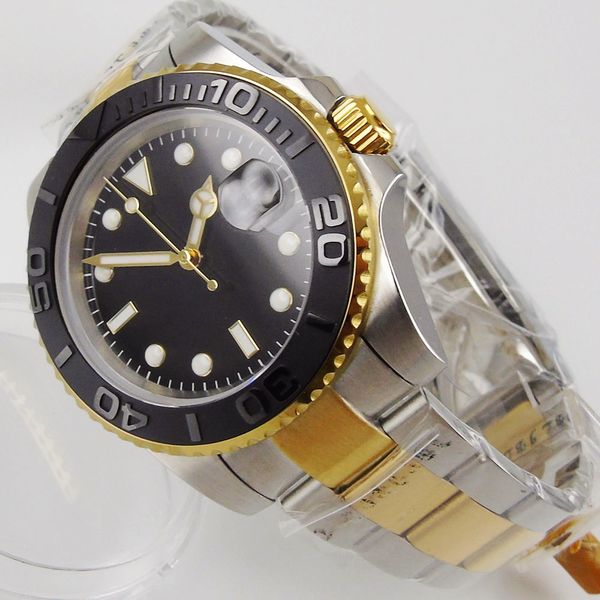 gold coated japan nh35 40mm sterile mechanical men watch two tone bracelet brushed ceramic bezel insert 24 jewels screw back, Slivery;brown
gold coated japan nh35 40mm sterile mechanical men watch two tone bracelet brushed ceramic bezel insert 24 jewels screw back, Slivery;brown