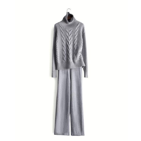 2021 new arrival women knit suit 30% wool 2 piece turtleneck sweater and high waist wide leg pants 45% cashmere + two-piece, White
2021 new arrival women knit suit 30% wool 2 piece turtleneck sweater and high waist wide leg pants 45% cashmere + two-piece, White