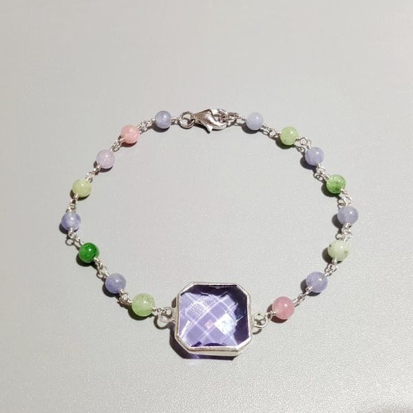 link, chain liiji unique natural multi tanzinites with purple crystal 925 sterling silver gold color handmade bracelet for women, Black
link, chain liiji unique natural multi tanzinites with purple crystal 925 sterling silver gold color handmade bracelet for women, Black