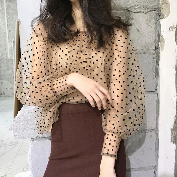 black pearls polka dots sheer blouse+inside shirt 2 pieces set women fashion chemise femme chemisier blusa mujer camisa, White
black pearls polka dots sheer blouse+inside shirt 2 pieces set women fashion chemise femme chemisier blusa mujer camisa, White