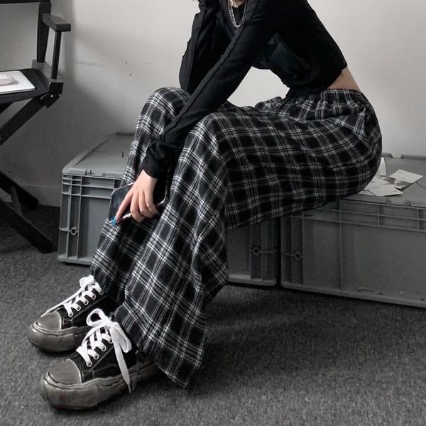 women's pants & capris women high waist plaid summer harajuku style casual clothing straight elastic wide leg loose trousers ins trend, Black;white
women's pants & capris women high waist plaid summer harajuku style casual clothing straight elastic wide leg loose trousers ins trend, Black;white