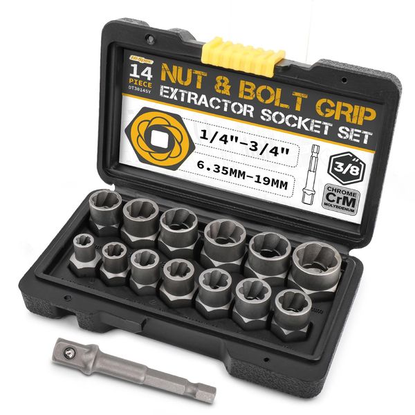 hi-spec 14pc damaged screw extractor cr-mo steel bolt nut remover car tool kit hand tools kit 6.35 -19m in tool box
hi-spec 14pc damaged screw extractor cr-mo steel bolt nut remover car tool kit hand tools kit 6.35 -19m in tool box