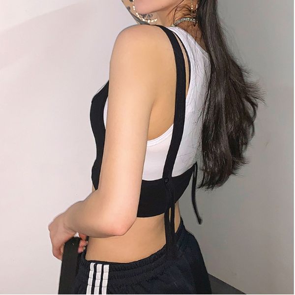 fashion street tank women sleeveless patchwork bandage hip hop cool punk style crop casual sports vest, Black
fashion street tank women sleeveless patchwork bandage hip hop cool punk style crop casual sports vest, Black
