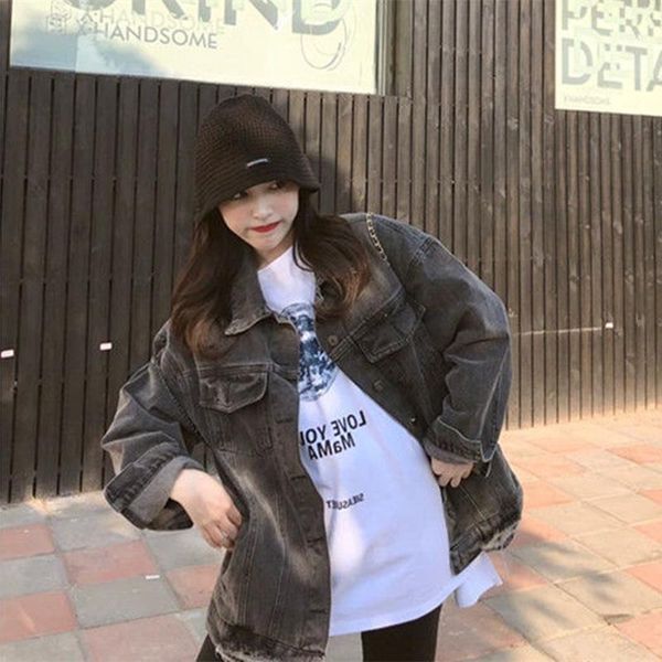 women's jackets black jean loose jacket women long sleeve retro large size denim casual single breasted giubbotto donna ef50wj, Black;brown
women's jackets black jean loose jacket women long sleeve retro large size denim casual single breasted giubbotto donna ef50wj, Black;brown