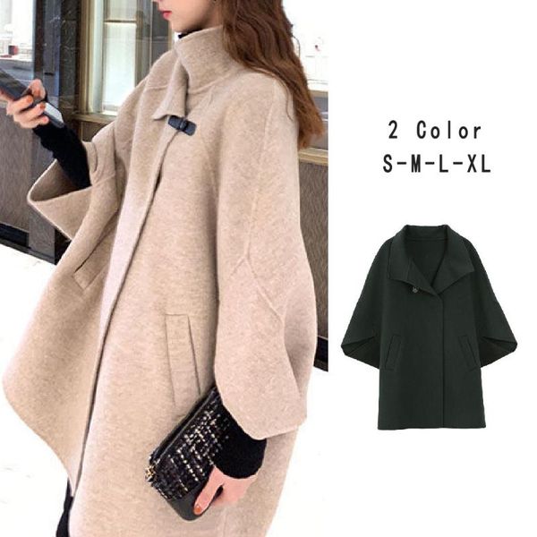 women's wool & blends 2021 woolen cape coats women solid color loose slim lapel bat sleeve long autumn winter warm wear korean female e, Black
women's wool & blends 2021 woolen cape coats women solid color loose slim lapel bat sleeve long autumn winter warm wear korean female e, Black