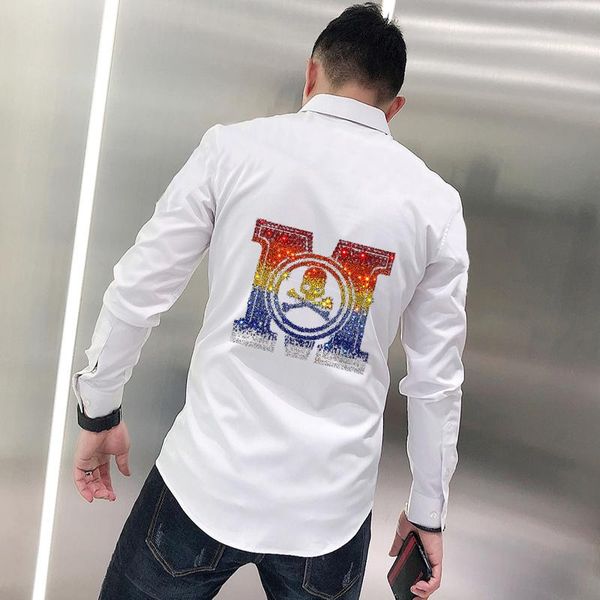 men's casual shirts original diamond style letter design button lapel spring t-shirt pure cotton simple long sleeve youth trend, White;black
men's casual shirts original diamond style letter design button lapel spring t-shirt pure cotton simple long sleeve youth trend, White;black