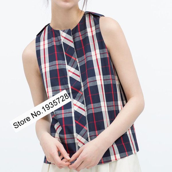 women's blouses & shirts elfstyle limited sale women plaid o neck sleeveless blouse top, White
women's blouses & shirts elfstyle limited sale women plaid o neck sleeveless blouse top, White