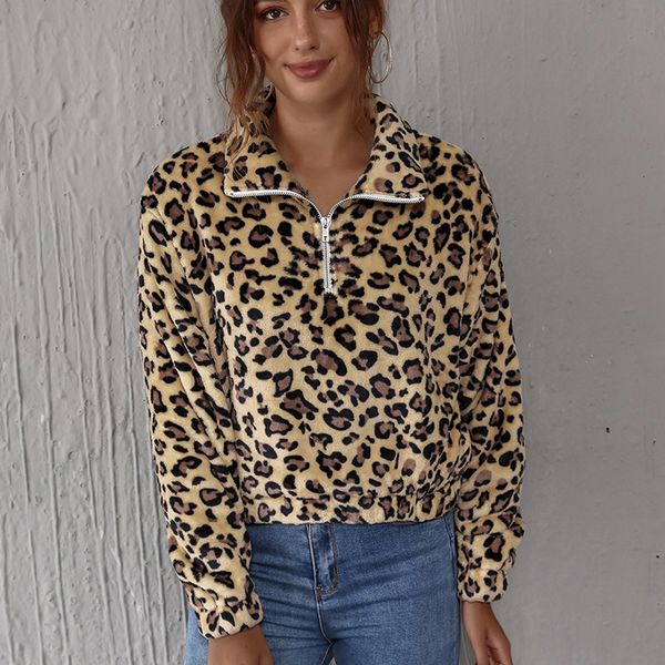 2021 thick fur flannel coffee leopard zipper turn-down collar women sweatshirt autumn new fashion warm winter casual pullovers v2xu, Black
2021 thick fur flannel coffee leopard zipper turn-down collar women sweatshirt autumn new fashion warm winter casual pullovers v2xu, Black