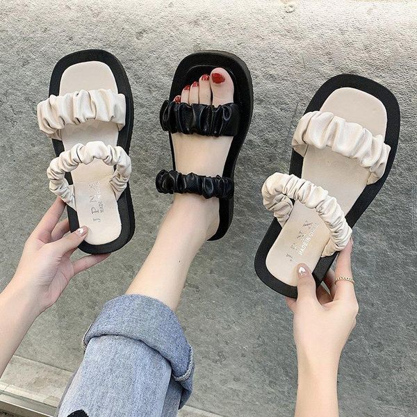 slippers pu leather wateproof 2021 summer square toe women's ladies shallow shoes female flats flatform fashion sandals pleated, Black
slippers pu leather wateproof 2021 summer square toe women's ladies shallow shoes female flats flatform fashion sandals pleated, Black