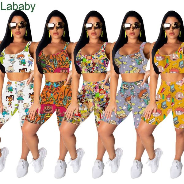 summer cartoon women shorts outfits 2 piece set tracksuit sleeveless sportswear slim shirt pant sport suits women clothing pants, Gray
summer cartoon women shorts outfits 2 piece set tracksuit sleeveless sportswear slim shirt pant sport suits women clothing pants, Gray