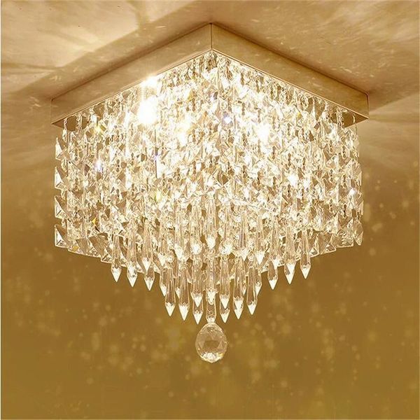 chandeliers fashional crystal ceiling chandelier fixture modern lighting metal lustre square led lamp for hallway