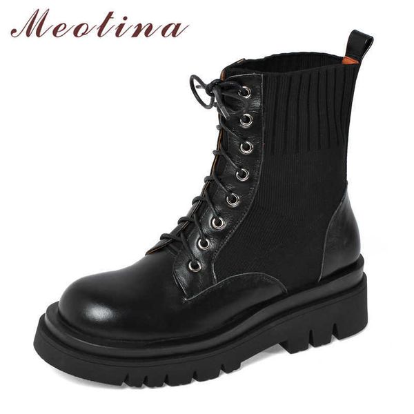 meotina motorcycle boots women shoes real leather platform high heel short boots lace up thick heels ankle boots autumn black 43 210608
meotina motorcycle boots women shoes real leather platform high heel short boots lace up thick heels ankle boots autumn black 43 210608