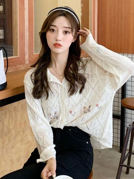 women's knits & tees ice silk cardigan spring and autumn shawl with 2021 knitted coat french hollow upper garment, White
women's knits & tees ice silk cardigan spring and autumn shawl with 2021 knitted coat french hollow upper garment, White