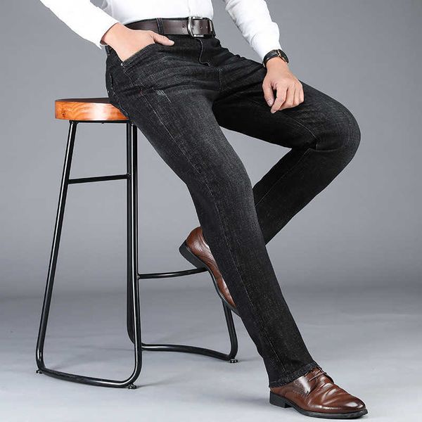 men's jeans men's business casual straight jeans stretch loose 8ax4, Blue