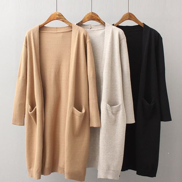 autumn and winter style sweater double pocket medium length knitted cardigan women's, White;black
autumn and winter style sweater double pocket medium length knitted cardigan women's, White;black