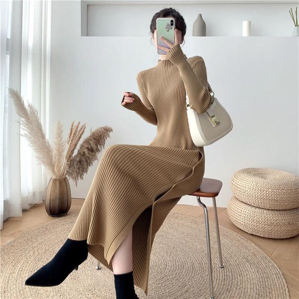casual dresses sweater dress women knitted half turtleneck solid autumn winter knit female side button slit loose long vestidos, Black;gray
casual dresses sweater dress women knitted half turtleneck solid autumn winter knit female side button slit loose long vestidos, Black;gray