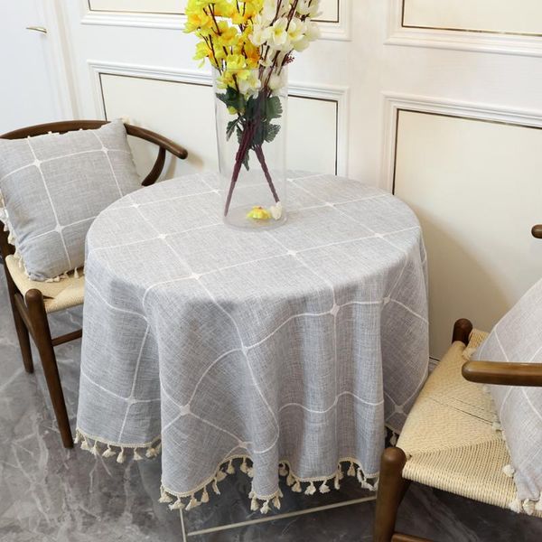 japan style round tablecloth cotton linen washable tassel table cloth for wedding party grid table cover gray home decoration
japan style round tablecloth cotton linen washable tassel table cloth for wedding party grid table cover gray home decoration