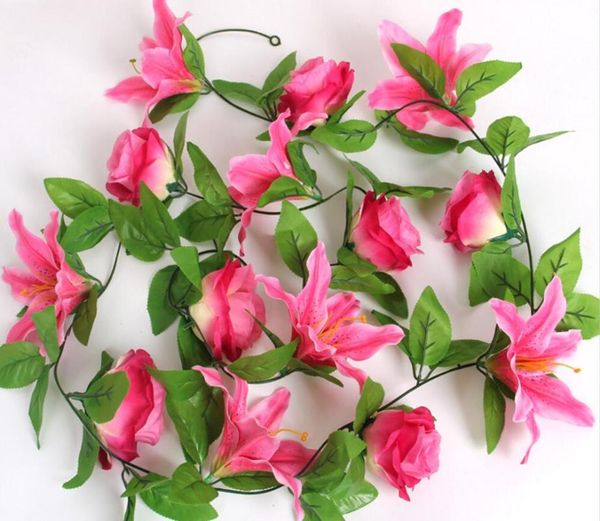5pcs 2.4meter artificial lily & rose flower ivy garland silk vine greenery for wedding home decorative
5pcs 2.4meter artificial lily & rose flower ivy garland silk vine greenery for wedding home decorative